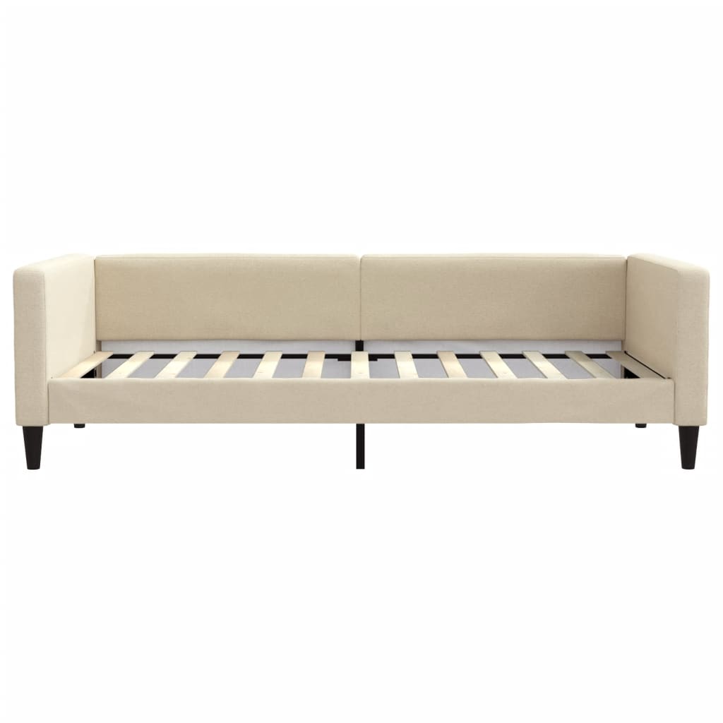 Dnevni krevet s madracem krem 100 x 200 cm od tkanine
