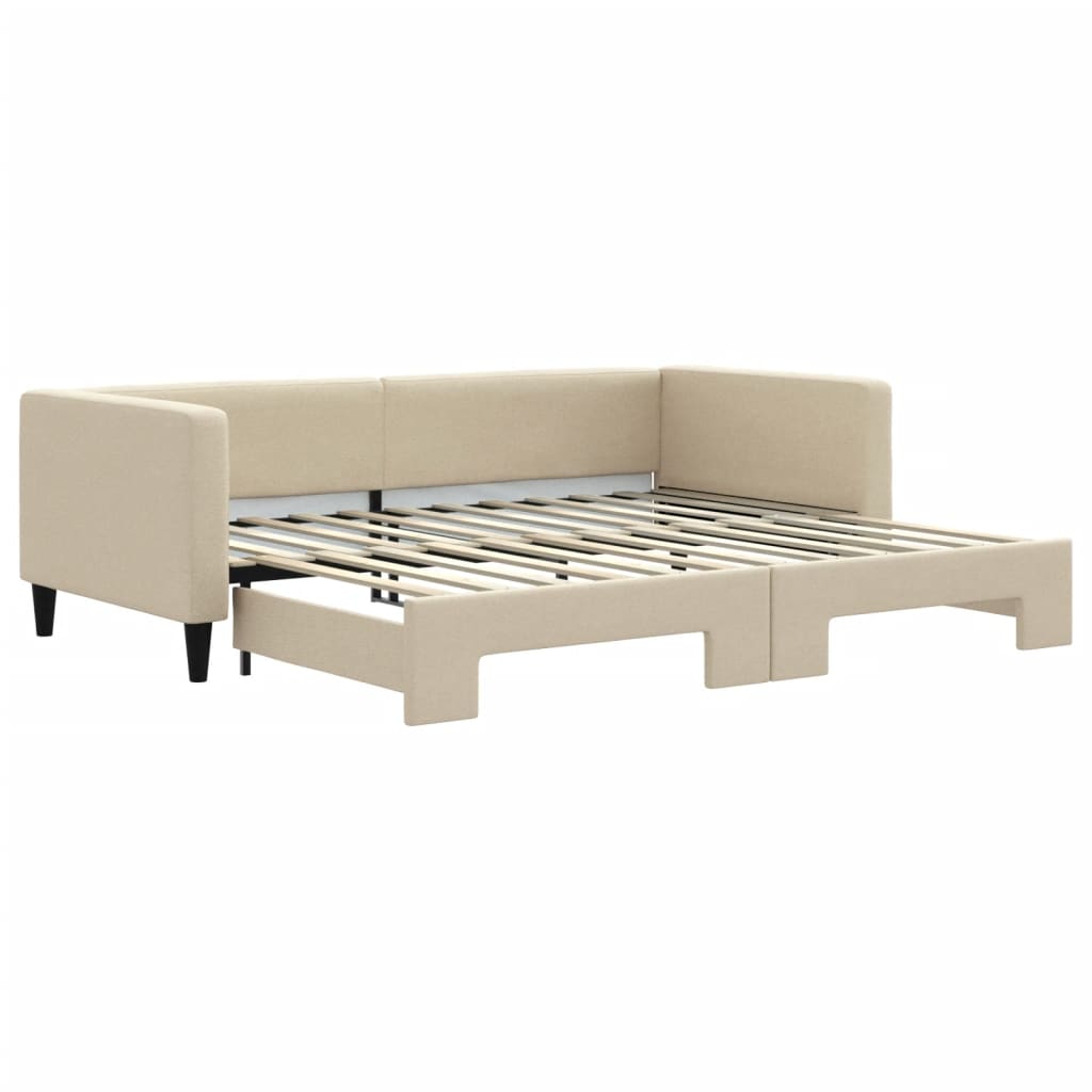 Dnevni krevet na razvlačenje krem 90 x 200 cm od tkanine