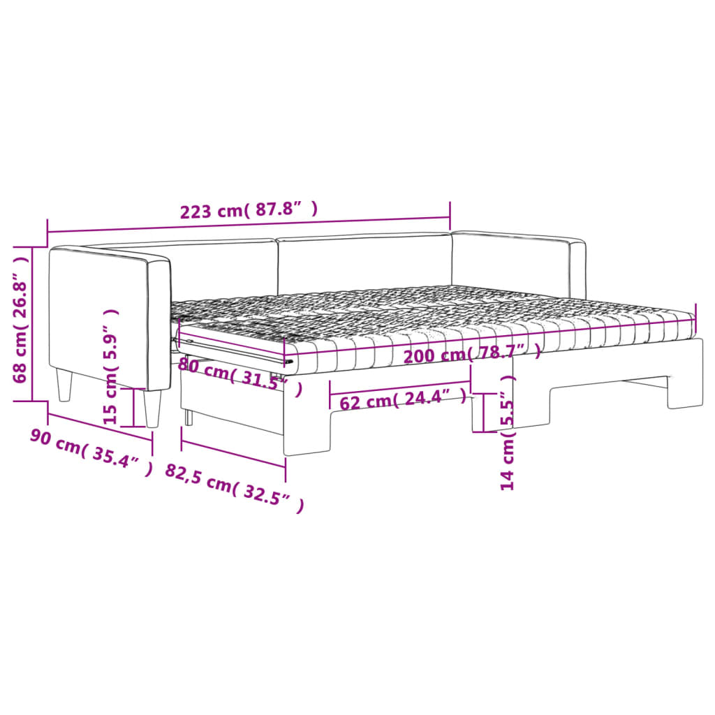 Dnevni krevet na razvlačenje krem 80 x 200 cm od tkanine