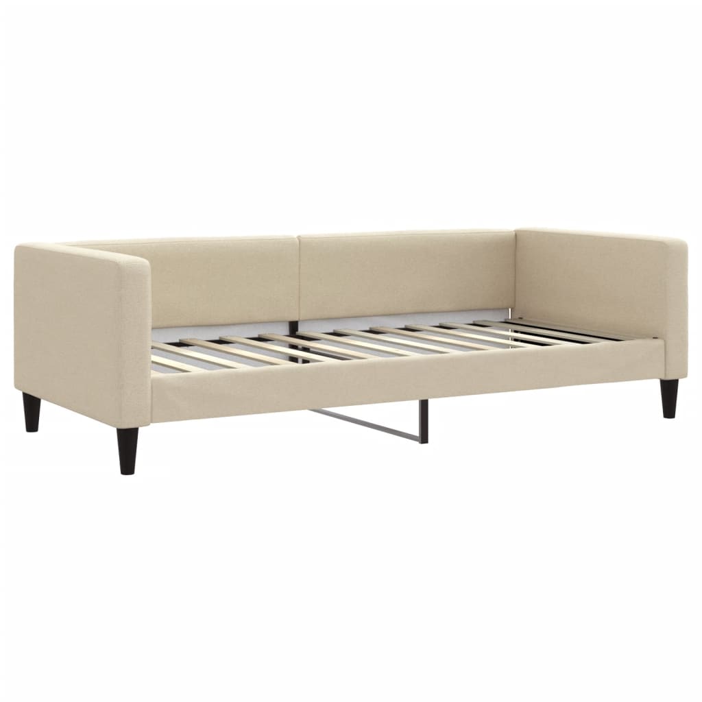 Dnevni krevet na razvlačenje s madracima krem 90x200 cm tkanina