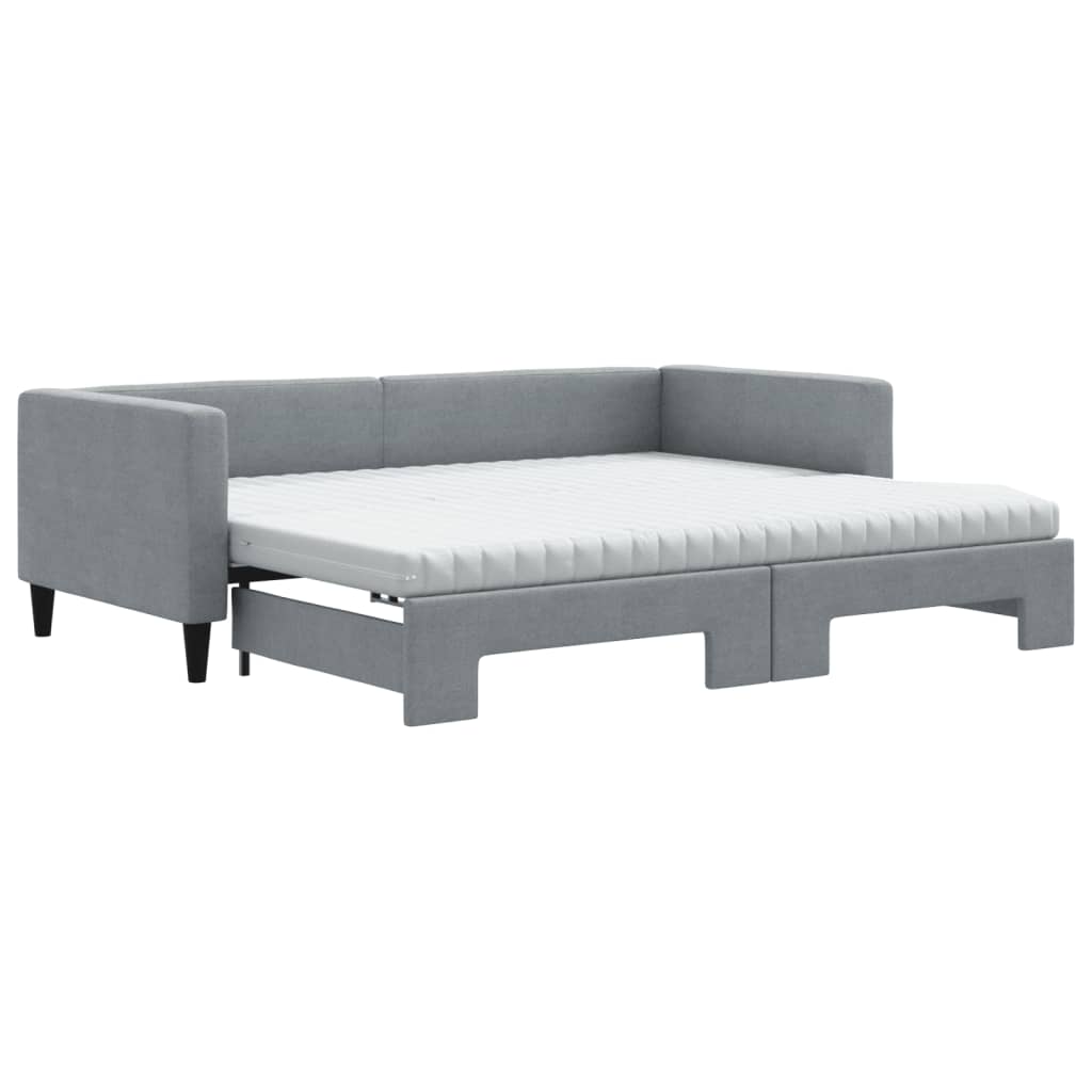 Dnevni krevet na razvlačenje svjetlosivi 90 x 190 cm od tkanine