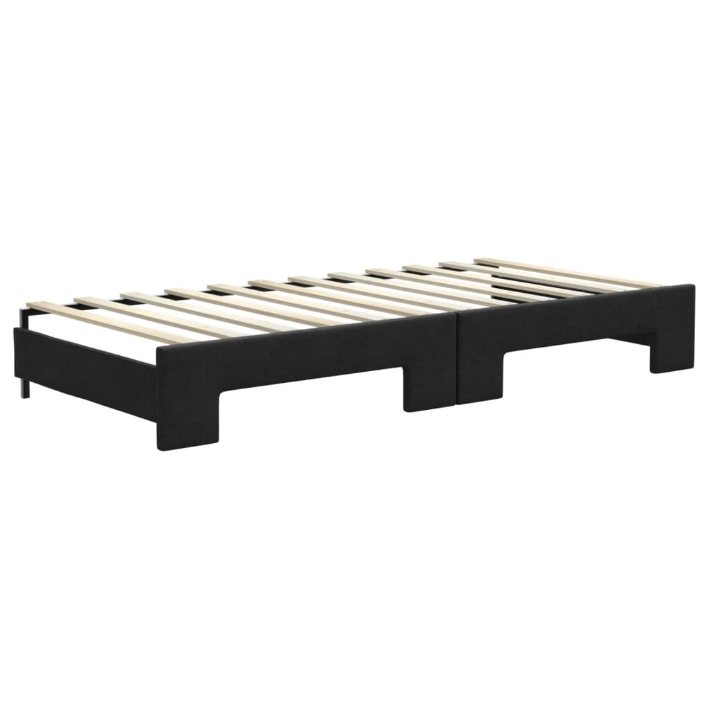 Dnevni krevet na razvlačenje s ladicama crni 90x200 cm tkanina
