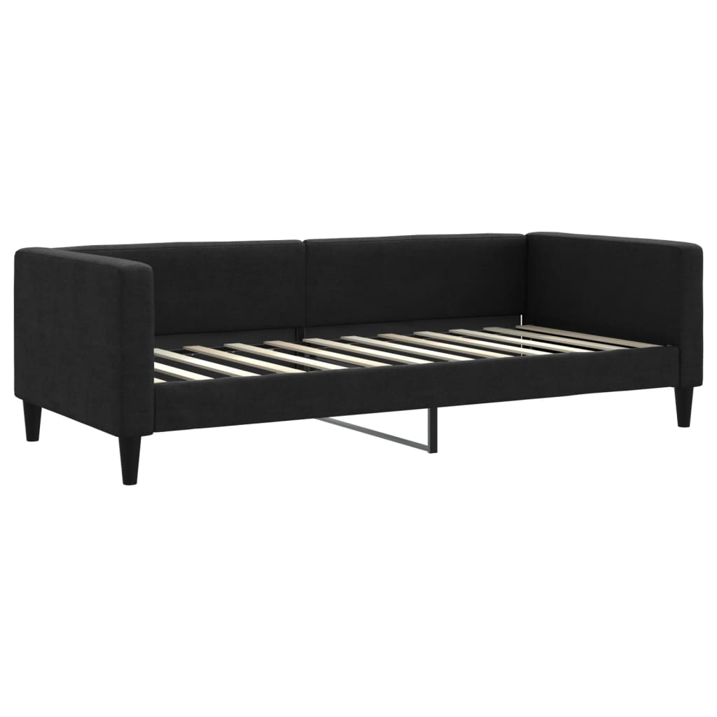 Dnevni krevet na razvlačenje s ladicama crni 90x200 cm tkanina