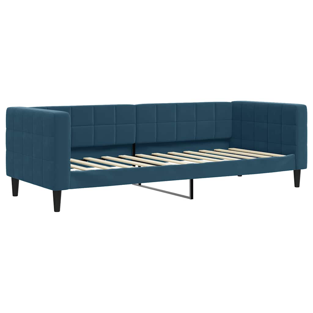 Dnevni krevet s madracem plavi 80 x 200 cm baršunasti