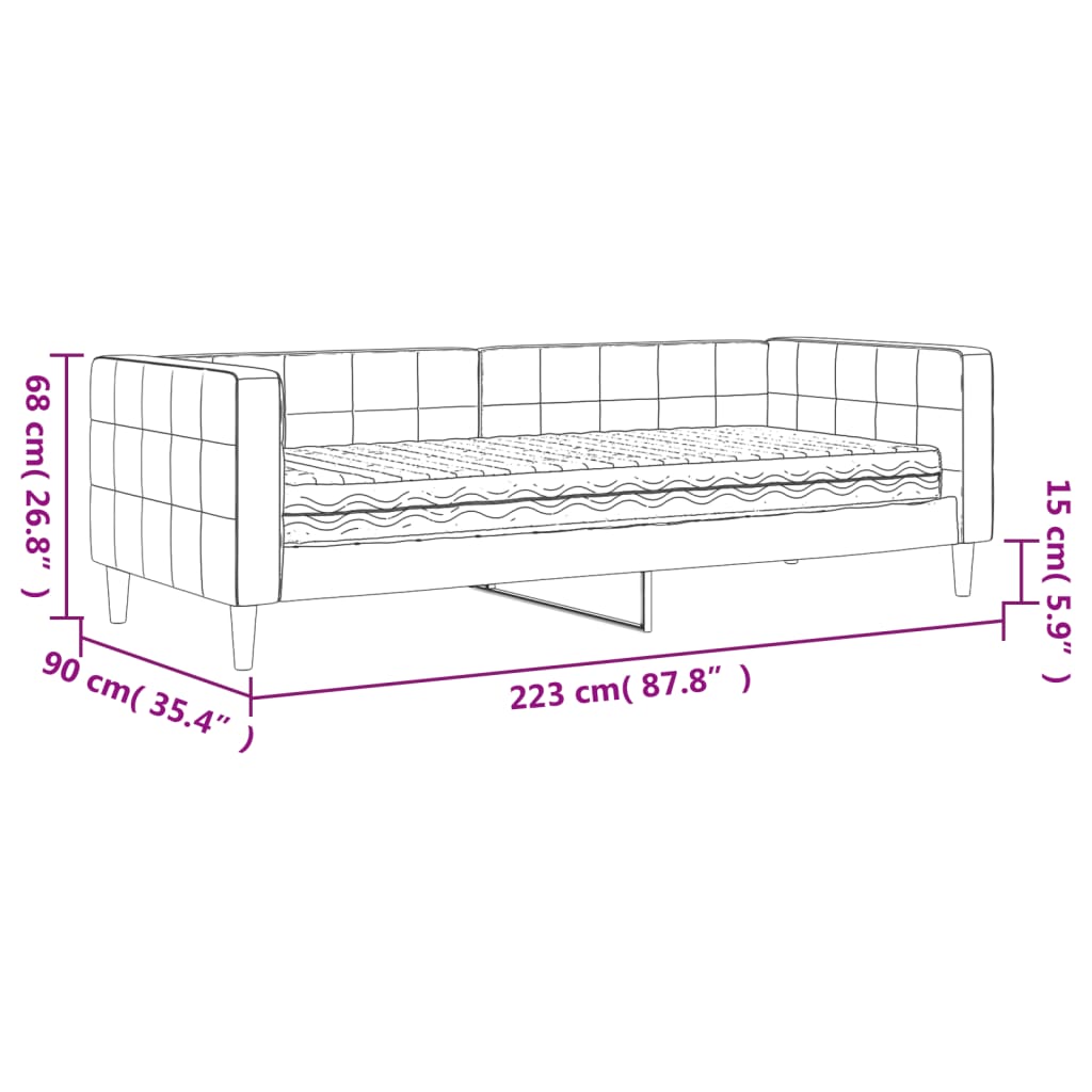 Dnevni krevet s madracem ružičasti 80 x 200 cm baršunasti