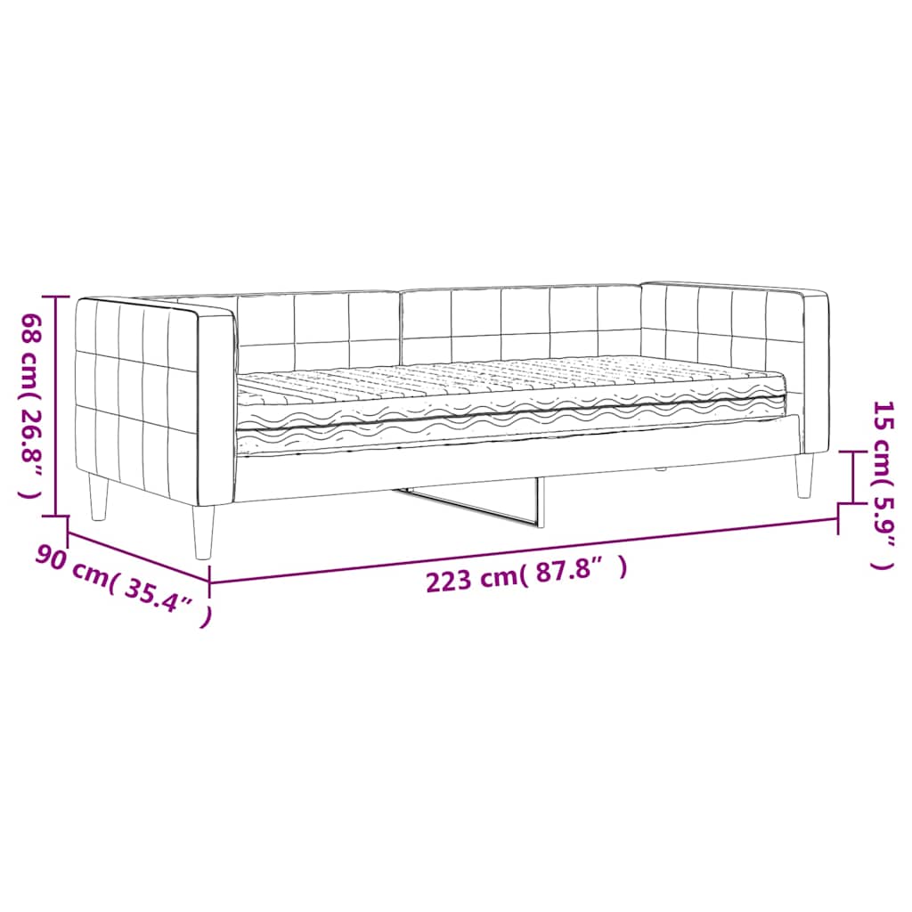 Dnevni krevet s madracem žuti 80 x 200 cm baršunasti
