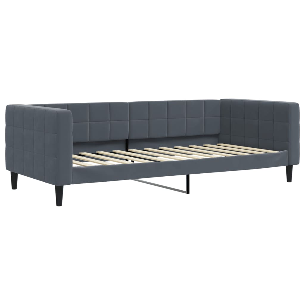 Dnevni krevet s madracem tamnosivi 100 x 200 cm baršunasti
