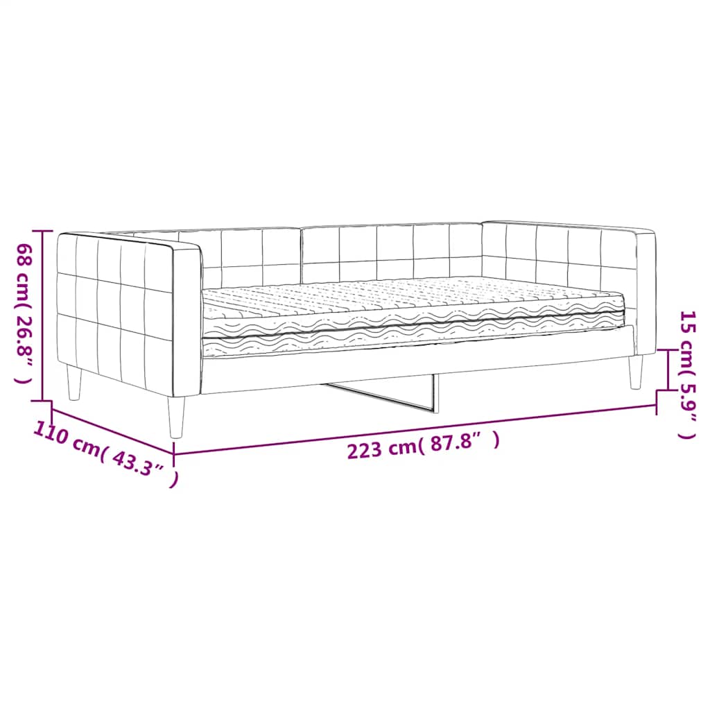 Dnevni krevet s madracem tamnozeleni 100 x 200 cm baršunasti