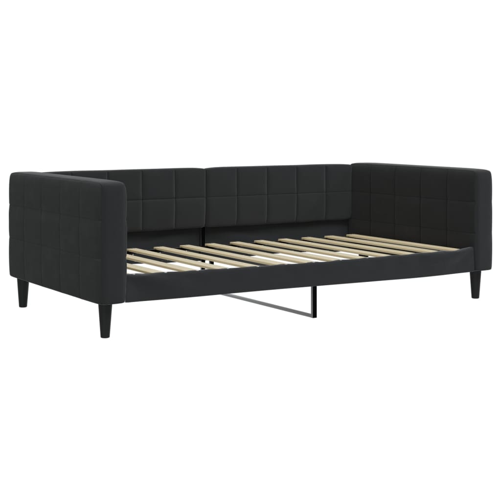 Dnevni krevet s madracem crni 100 x 200 cm baršunasti