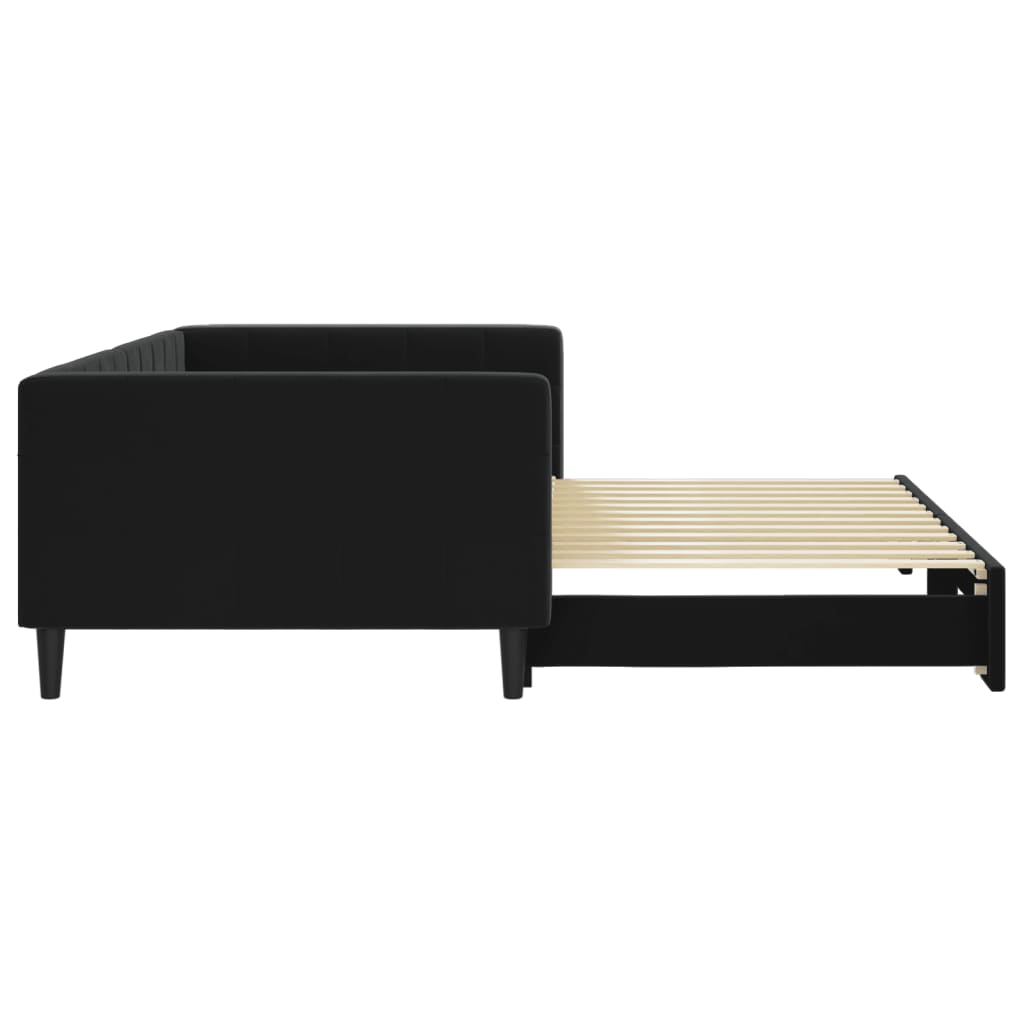 Dnevni krevet na razvlačenje crni 100 x 200 cm baršunasti