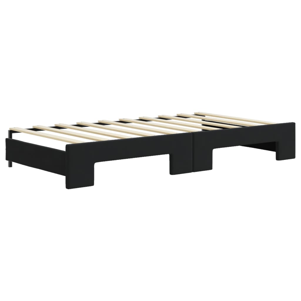 Dnevni krevet na razvlačenje s ladicama crni 90 x 190 cm baršun