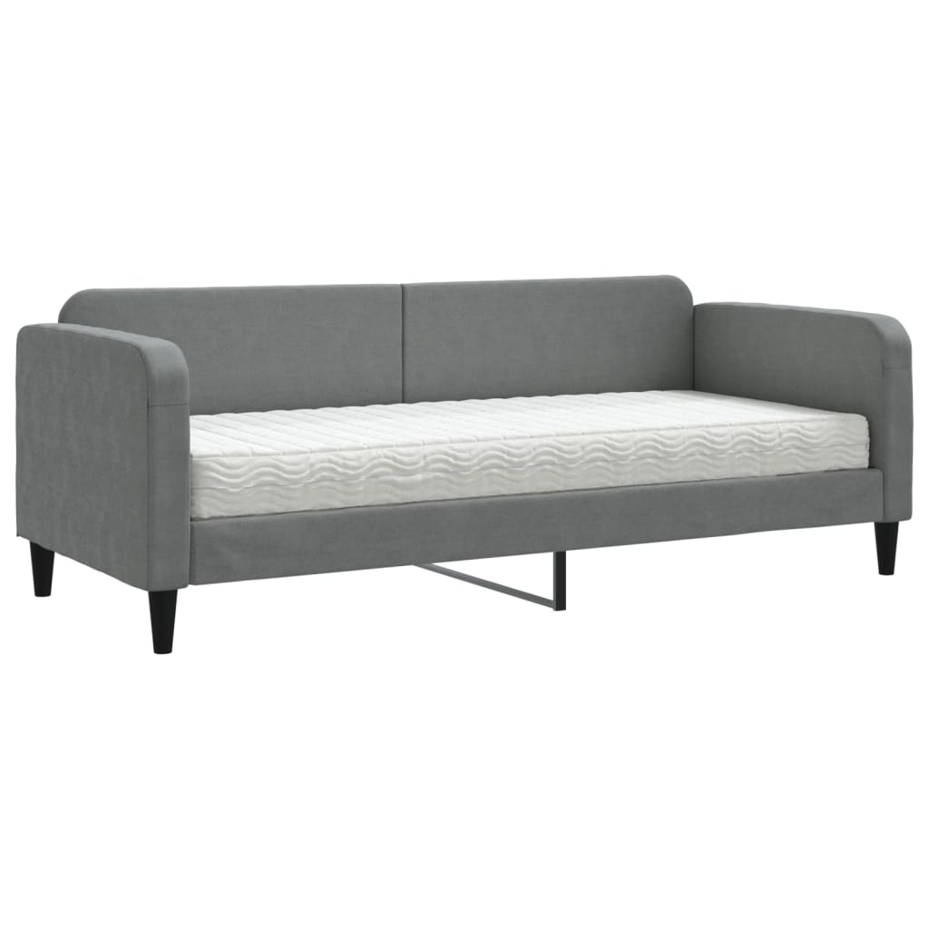 Dnevni krevet s madracem tamnosivi 80 x 200 cm od tkanine