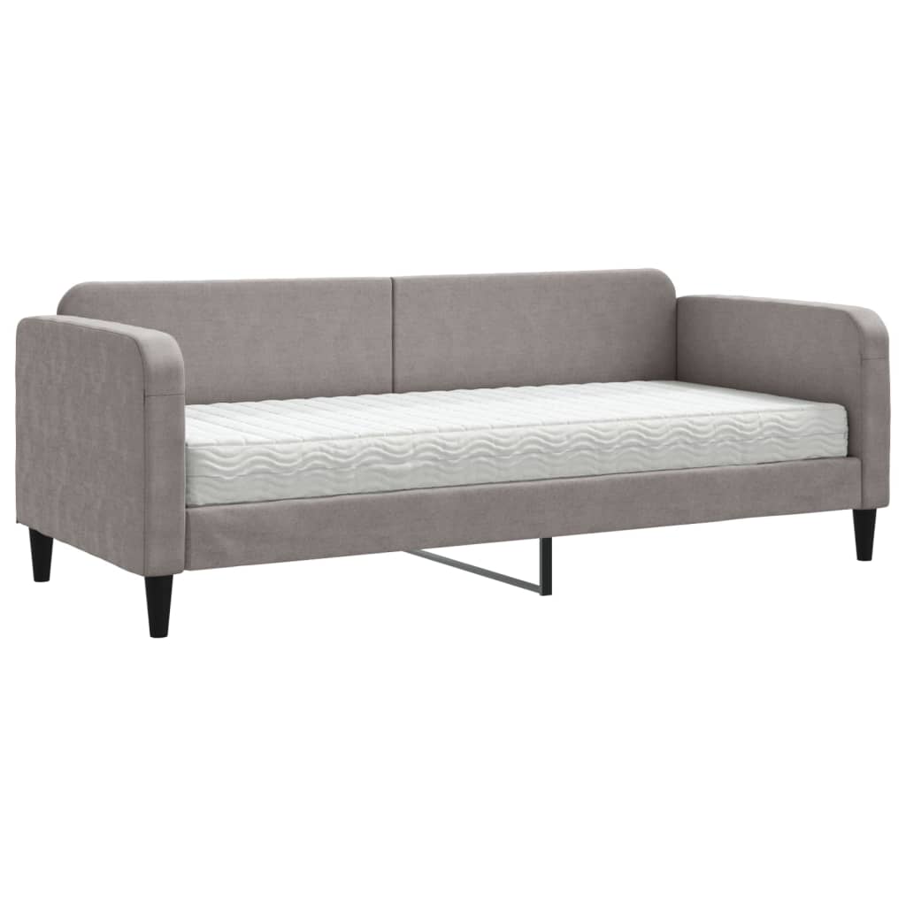 Dnevni krevet s madracem smeđesivi 80 x 200 cm od tkanine