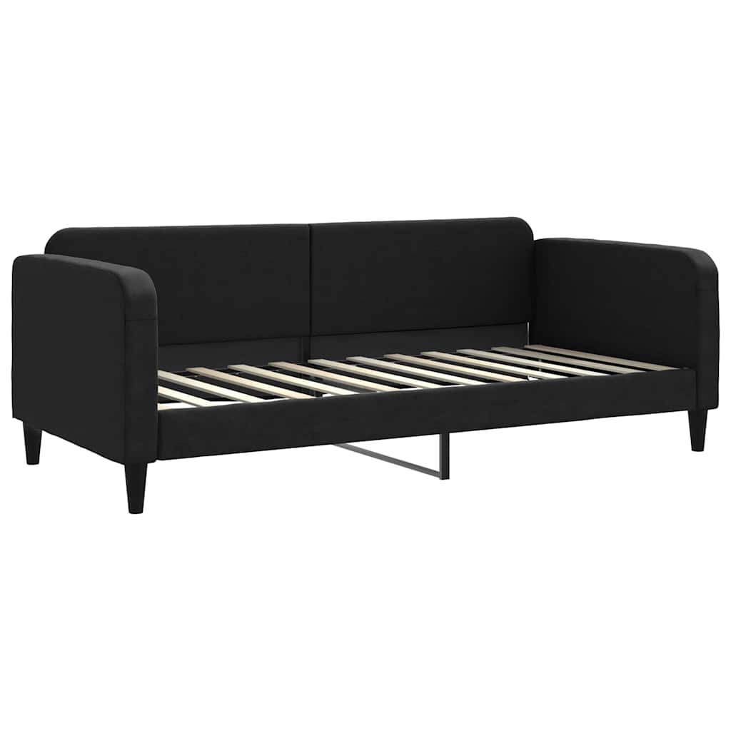 Dnevni krevet s madracem crni 90 x 200 cm od tkanine
