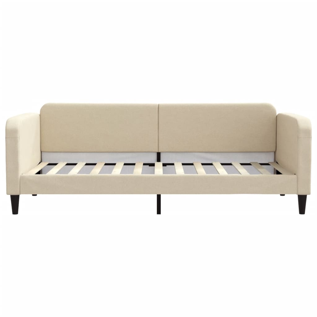 Dnevni krevet s madracem krem 90 x 200 cm od tkanine