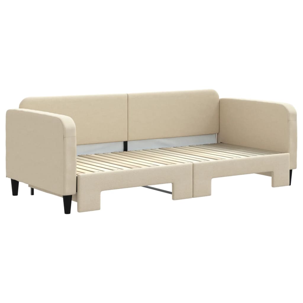 Dnevni krevet na razvlačenje krem 90 x 200 cm od tkanine