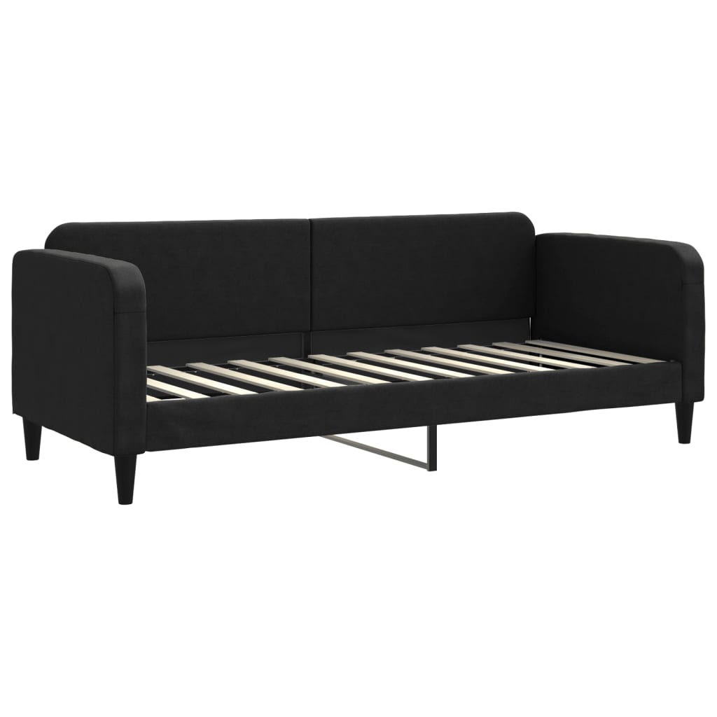 Dnevni krevet na razvlačenje s madracima crni 80x200 cm tkanina