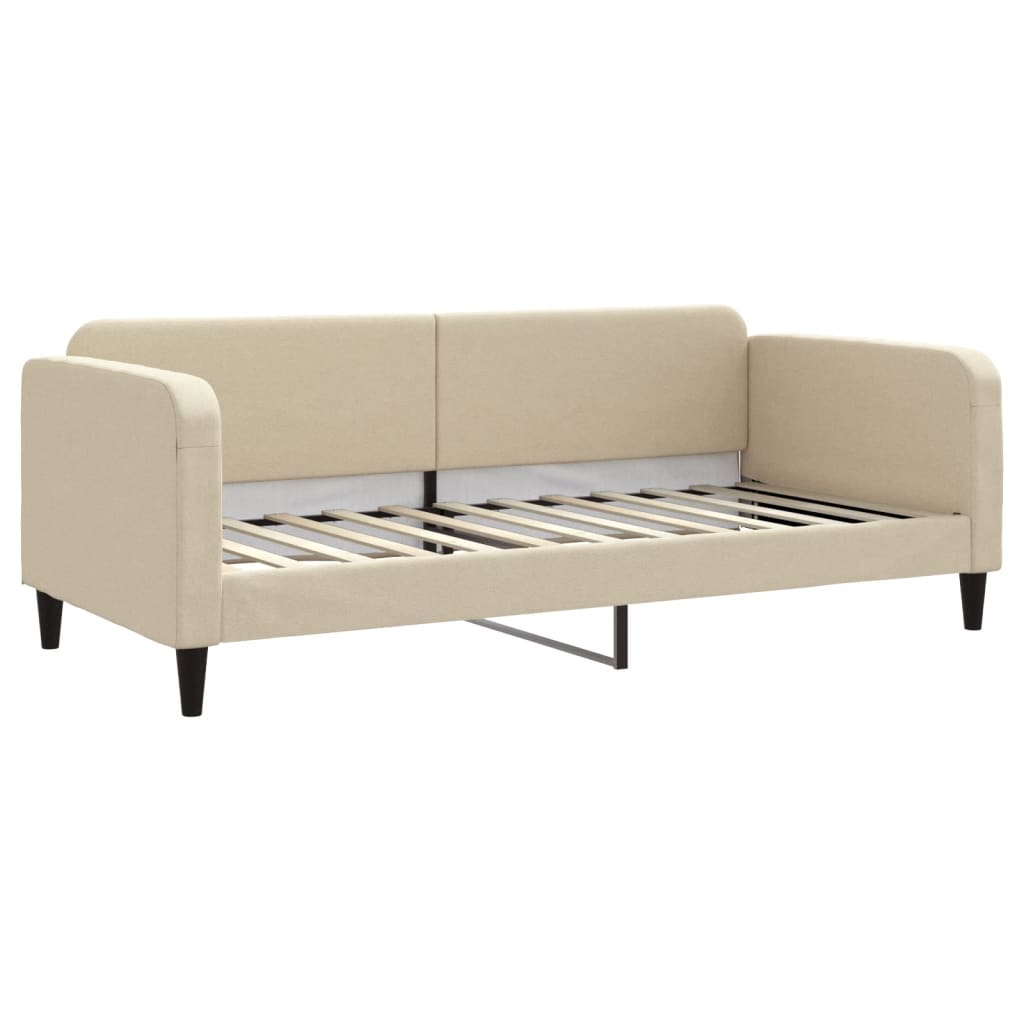 Dnevni krevet na razvlačenje s madracima krem 90x200 cm tkanina