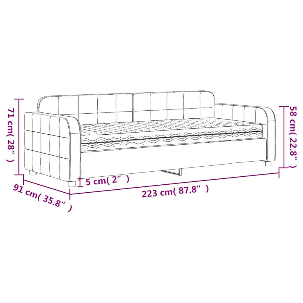 Dnevni krevet s madracem tamnozeleni 80 x 200 cm baršunasti