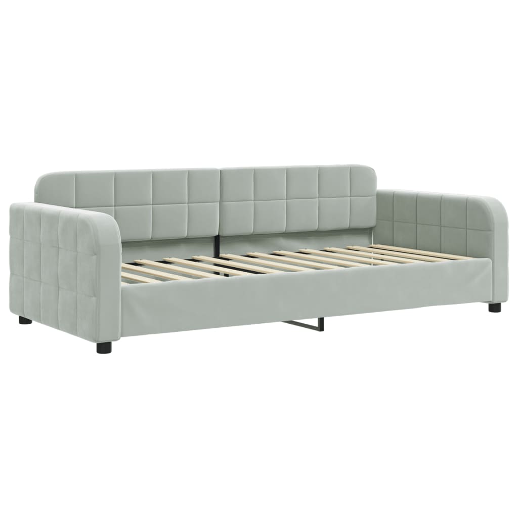 Dnevni krevet s madracem svjetlosivi 90 x 200 cm baršunasti