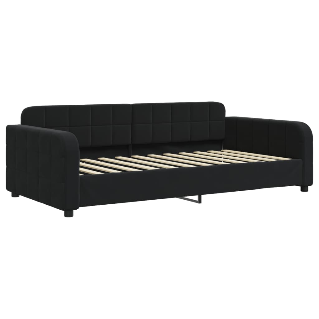 Dnevni krevet s madracem crni 90 x 200 cm baršunasti