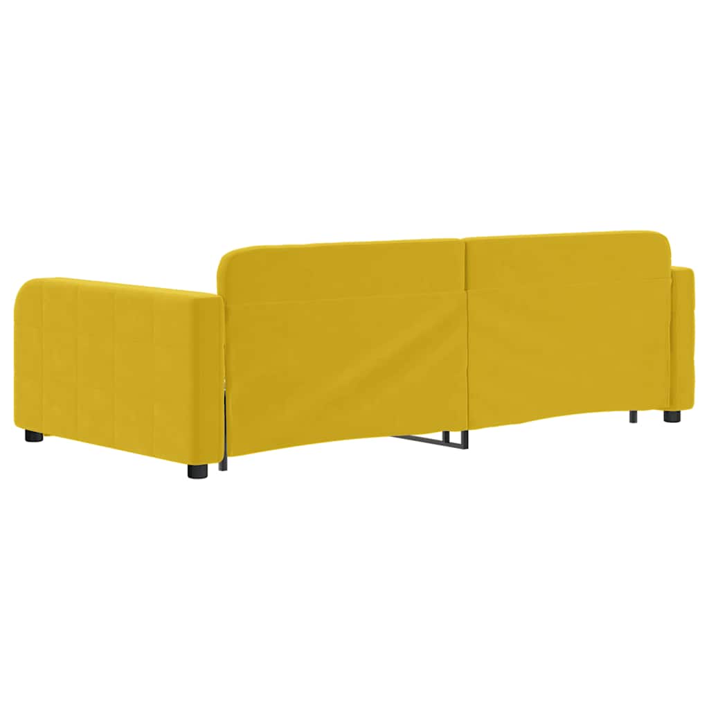 Dnevni krevet na razvlačenje žuti 100 x 200 cm baršunasti