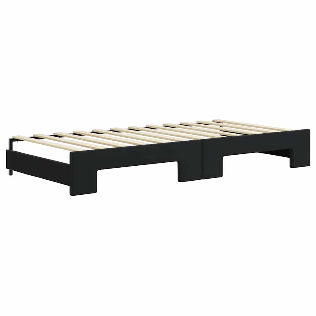 Dnevni krevet na razvlačenje s madracima crni 90x200 cm baršun