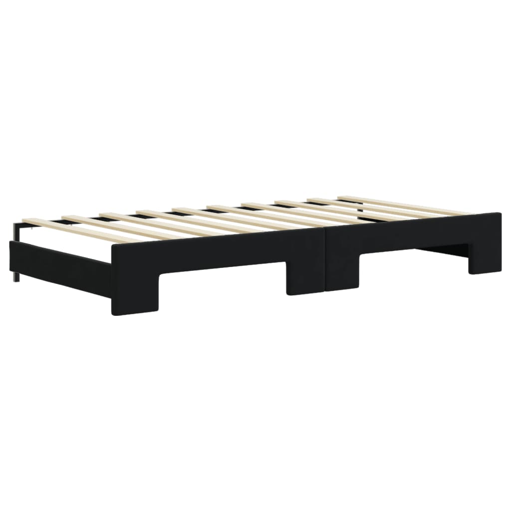 Dnevni krevet na razvlačenje s madracima crni 90x190 cm baršun