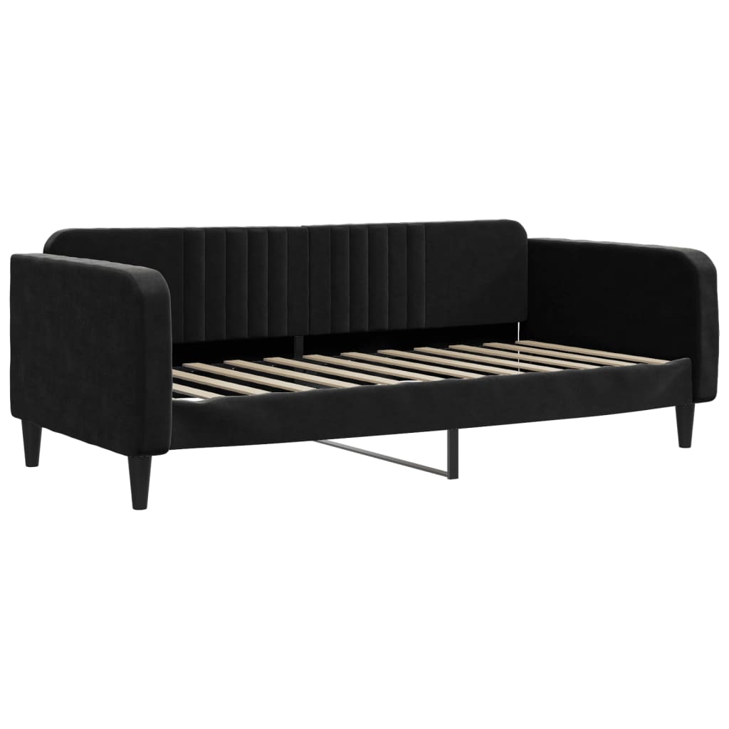 Dnevni krevet s madracem crni 90 x 200 cm baršunasti
