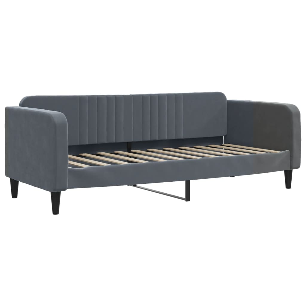 Dnevni krevet s madracem tamno sivi 90x190 cm baršun