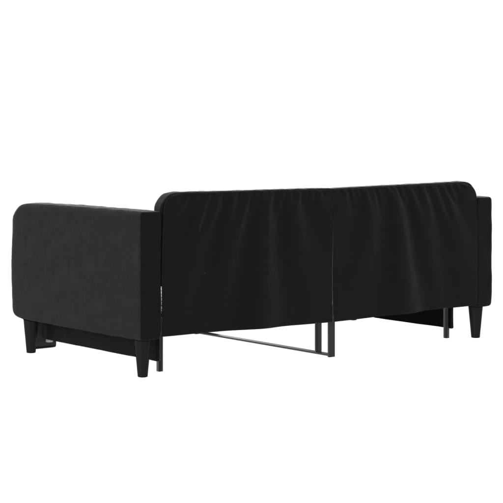 Dnevni krevet na razvlačenje crni 90 x 190 cm baršunasti