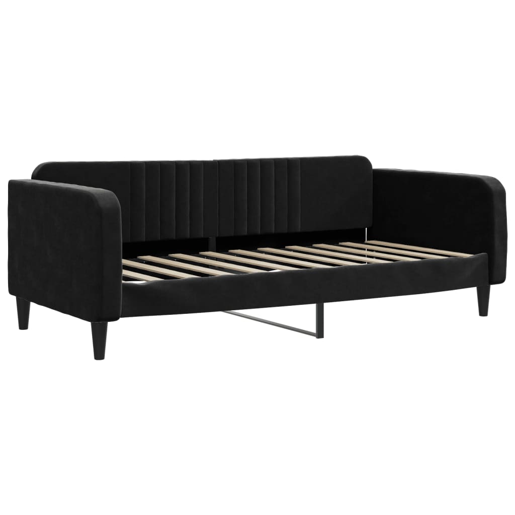Dnevni krevet na razvlačenje s madracima crni 90x190 cm baršun