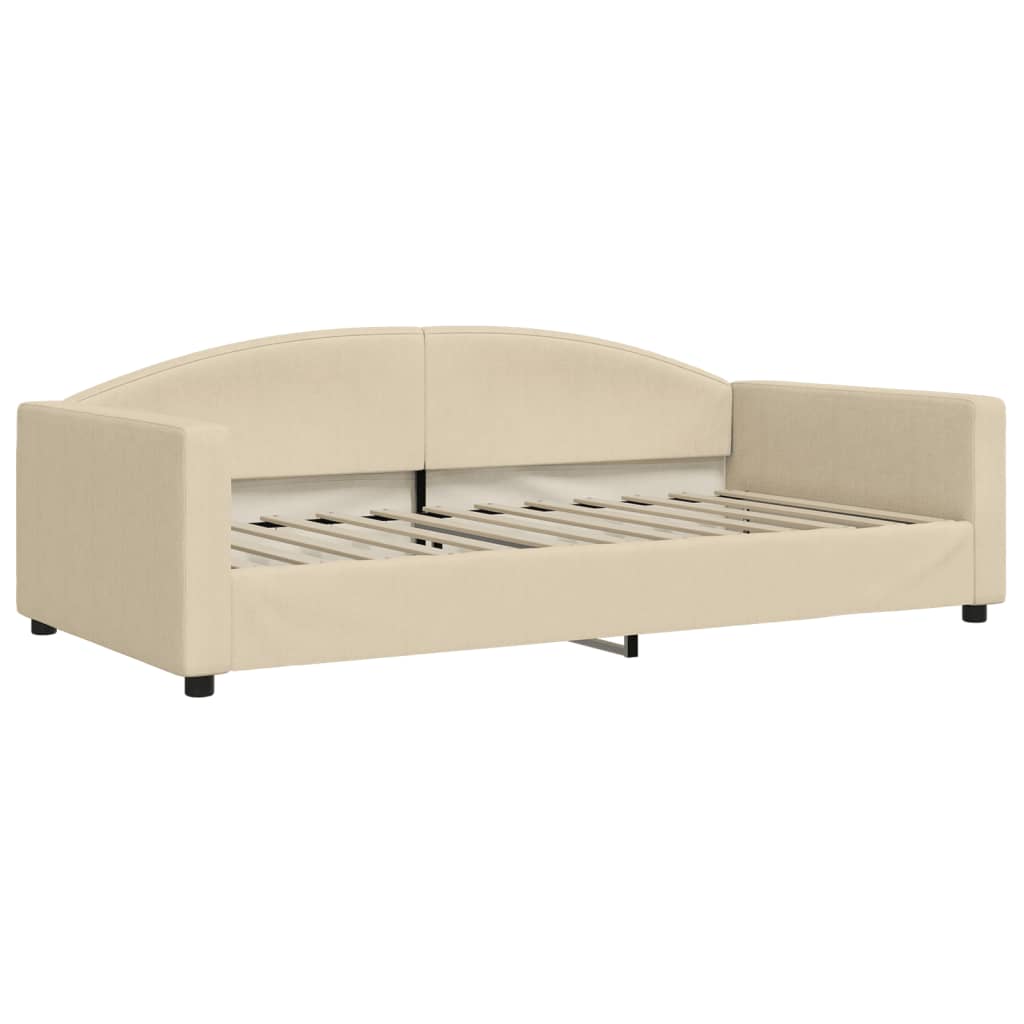 Dnevni krevet s madracem krem 100 x 200 cm od tkanine