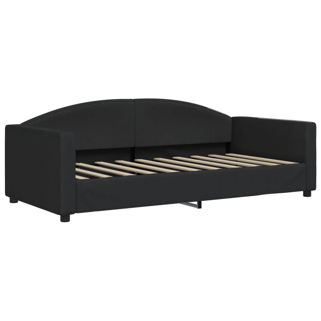 Dnevni krevet s madracem crni 90 x 190 cm od tkanine