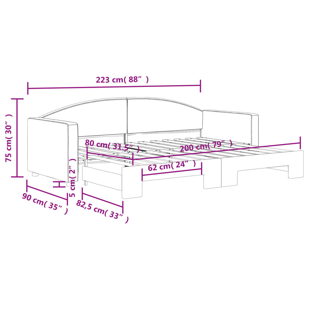 Dnevni krevet na razvlačenje krem 80 x 200 cm od tkanine