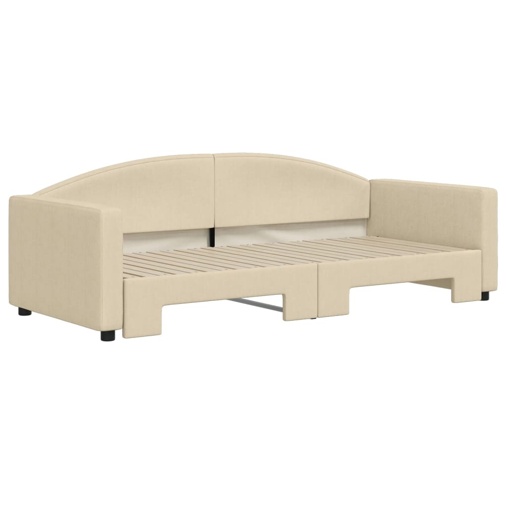 Dnevni krevet na razvlačenje krem 90 x 200 cm od tkanine