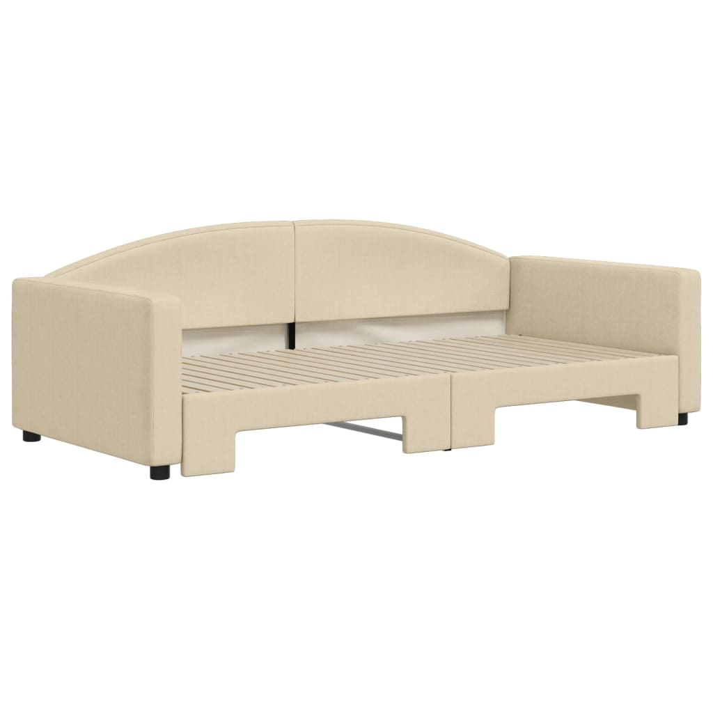 Dnevni krevet na razvlačenje krem 100 x 200 cm od tkanine