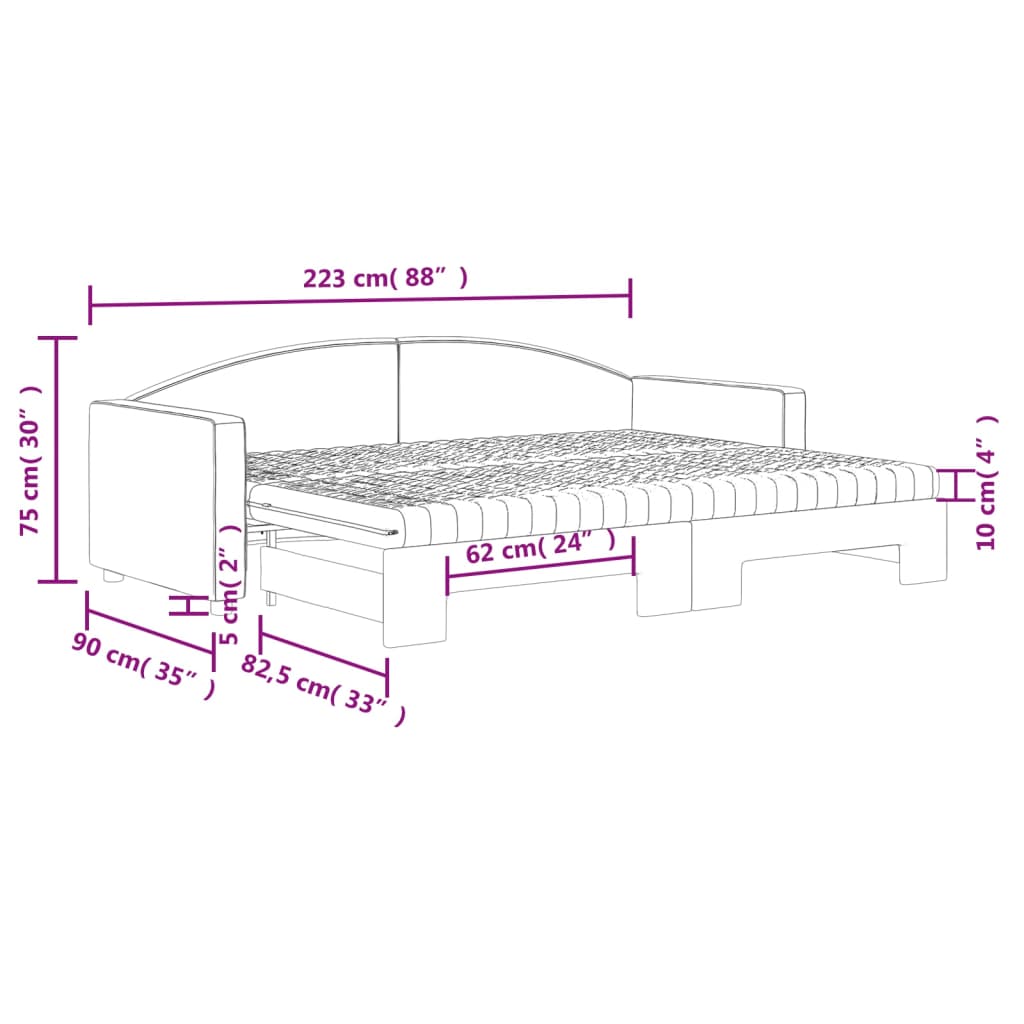 Dnevni krevet na razvlačenje krem 80 x 200 cm od tkanine