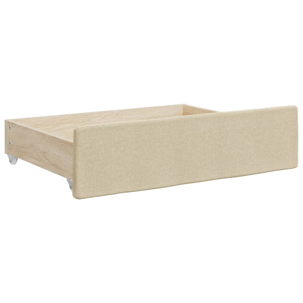 Dnevni krevet na razvlačenje s ladicama krem 80x200 cm tkanina