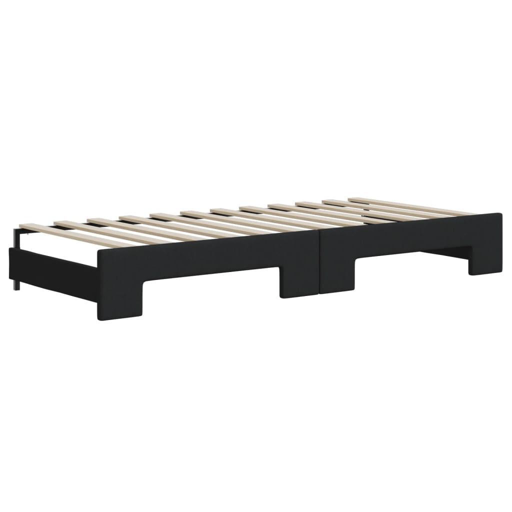 Dnevni krevet na razvlačenje s ladicama crni 100x200 cm tkanina
