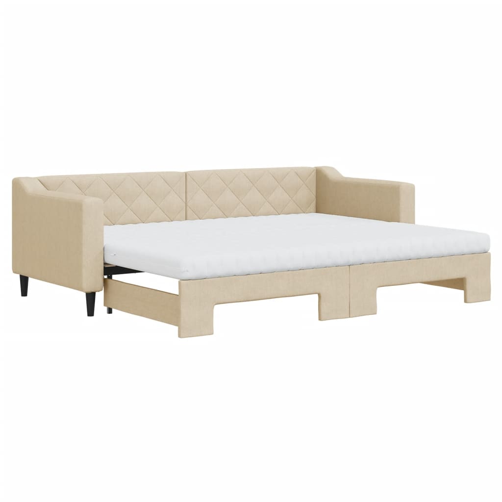 Dnevni krevet na razvlačenje krem 80 x 200 cm od tkanine