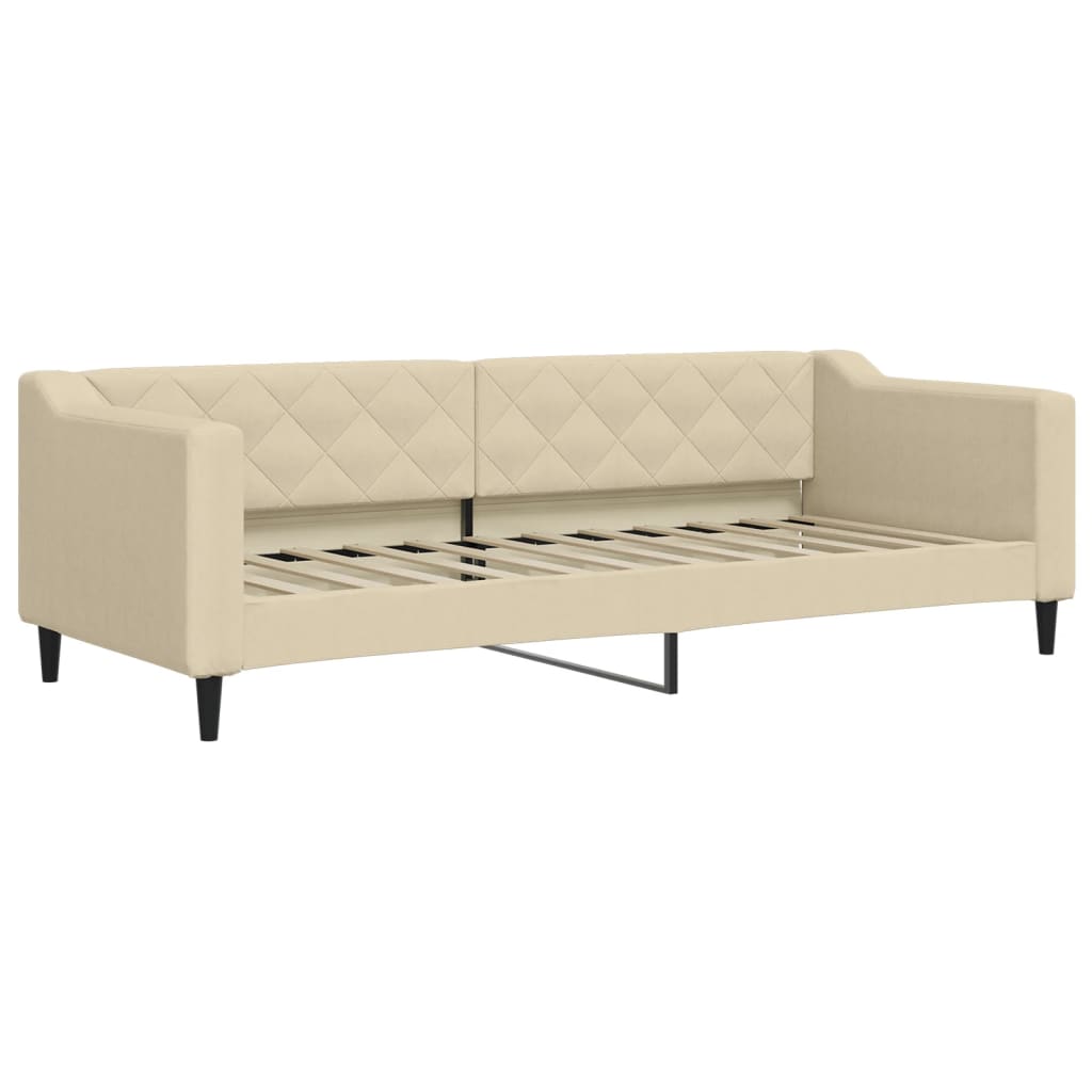 Dnevni krevet na razvlačenje s ladicama krem 80x200 cm tkanina