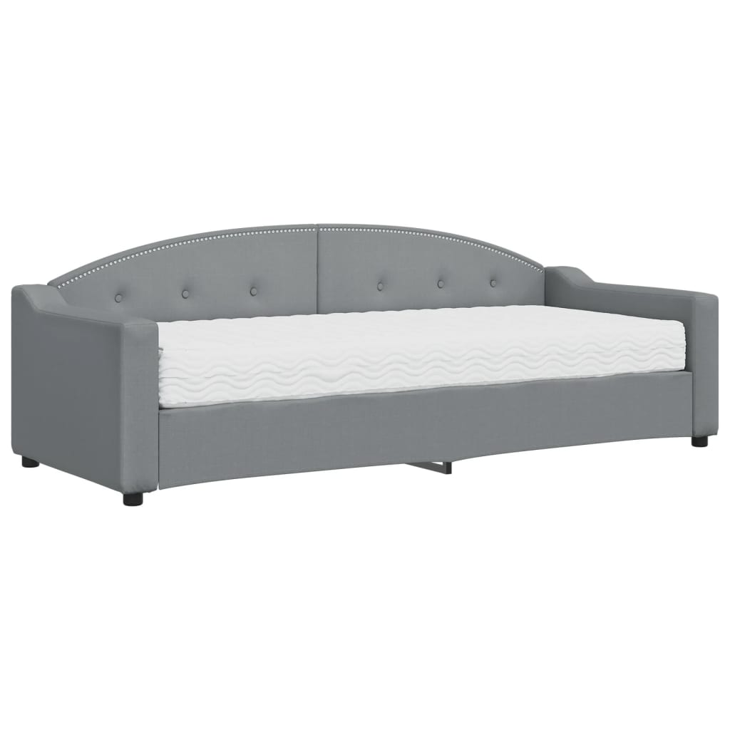 Dnevni krevet s madracem svjetlosivi 80 x 200 cm od tkanine