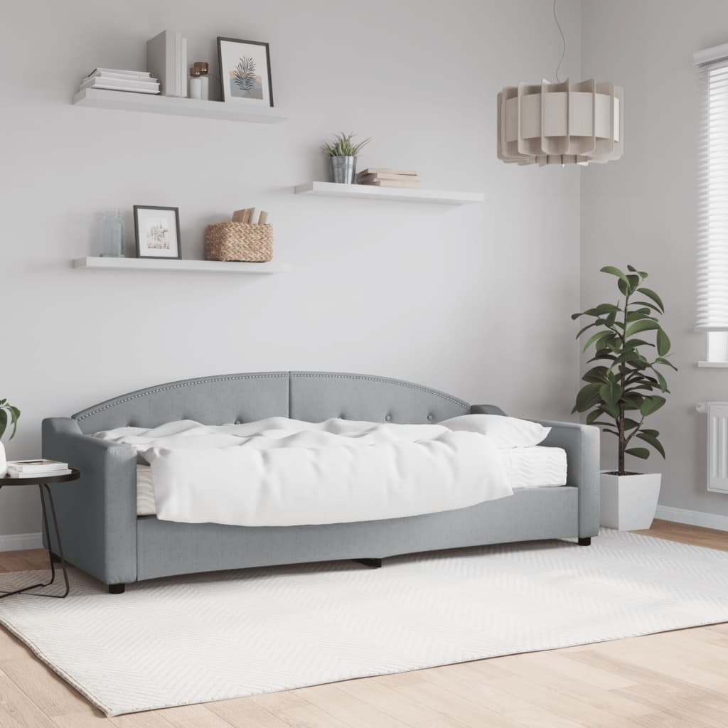 Dnevni krevet s madracem svjetlosivi 80 x 200 cm od tkanine