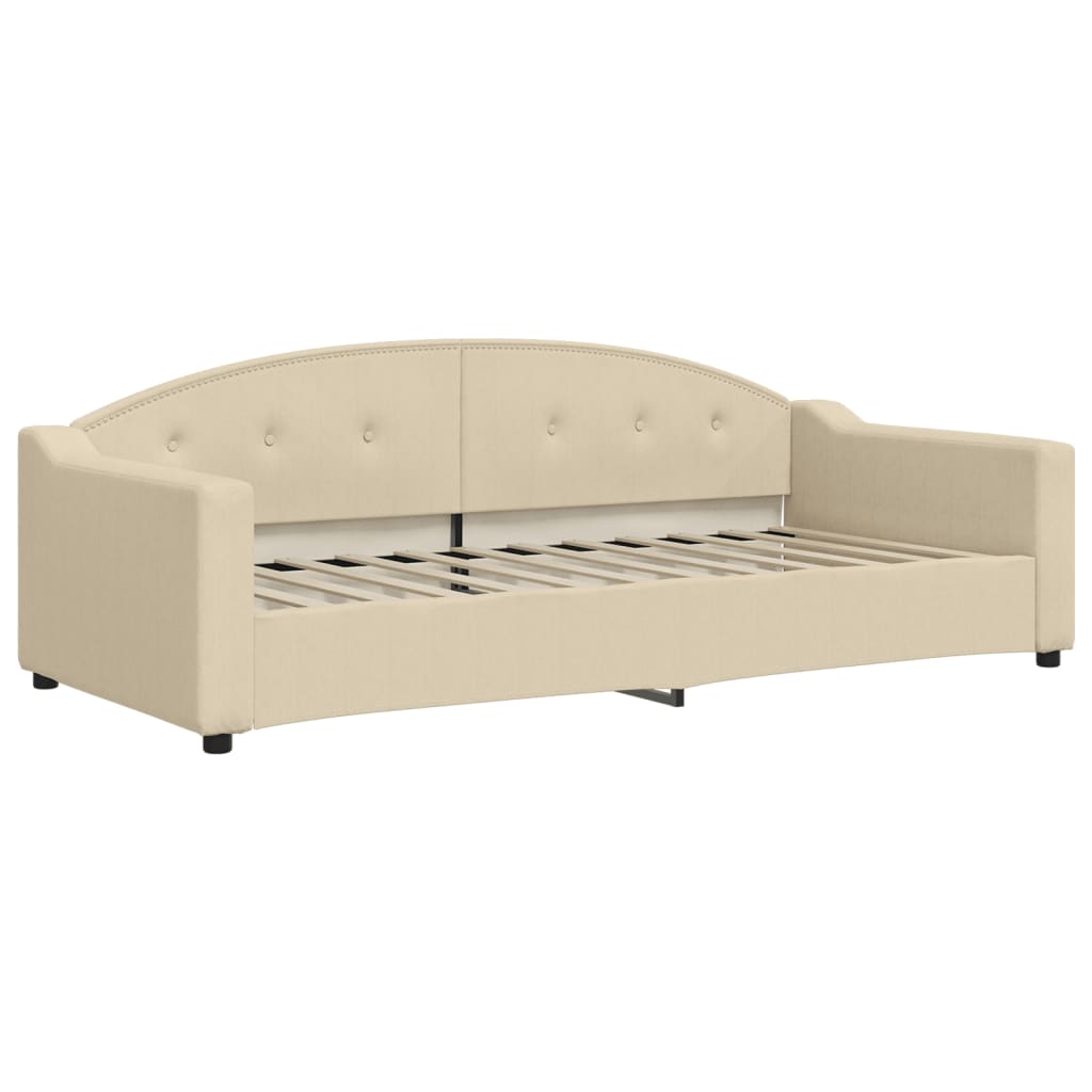 Dnevni krevet s madracem krem 90 x 200 cm od tkanine