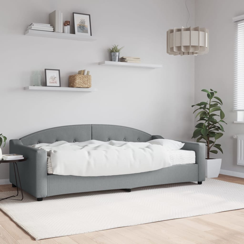 Dnevni krevet s madracem svjetlosivi 100 x 200 cm od tkanine