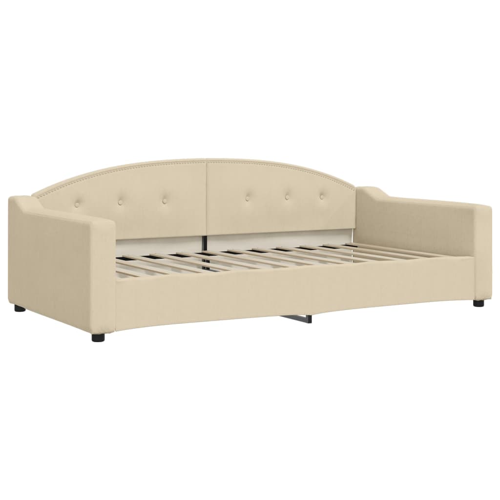 Dnevni krevet s madracem krem 100 x 200 cm od tkanine