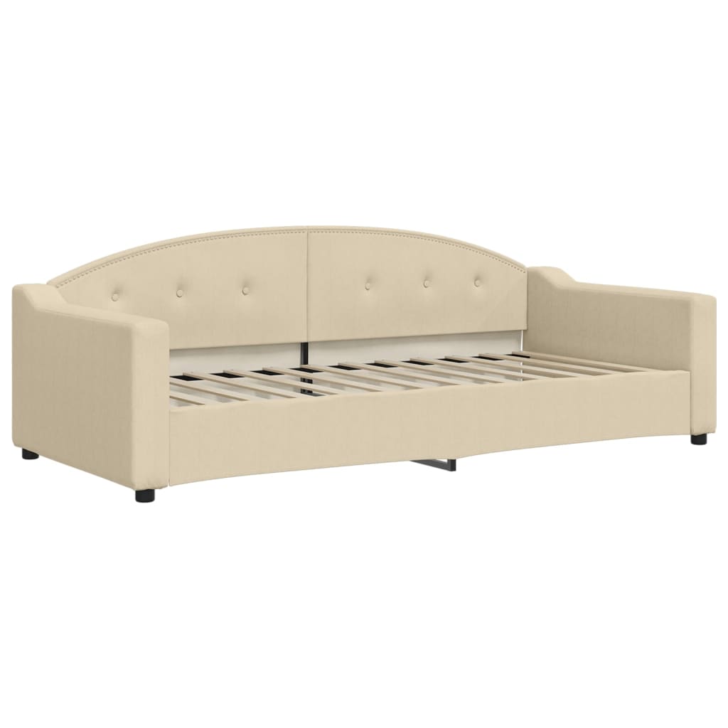 Dnevni krevet na razvlačenje s madracima krem 90x200 cm tkanina