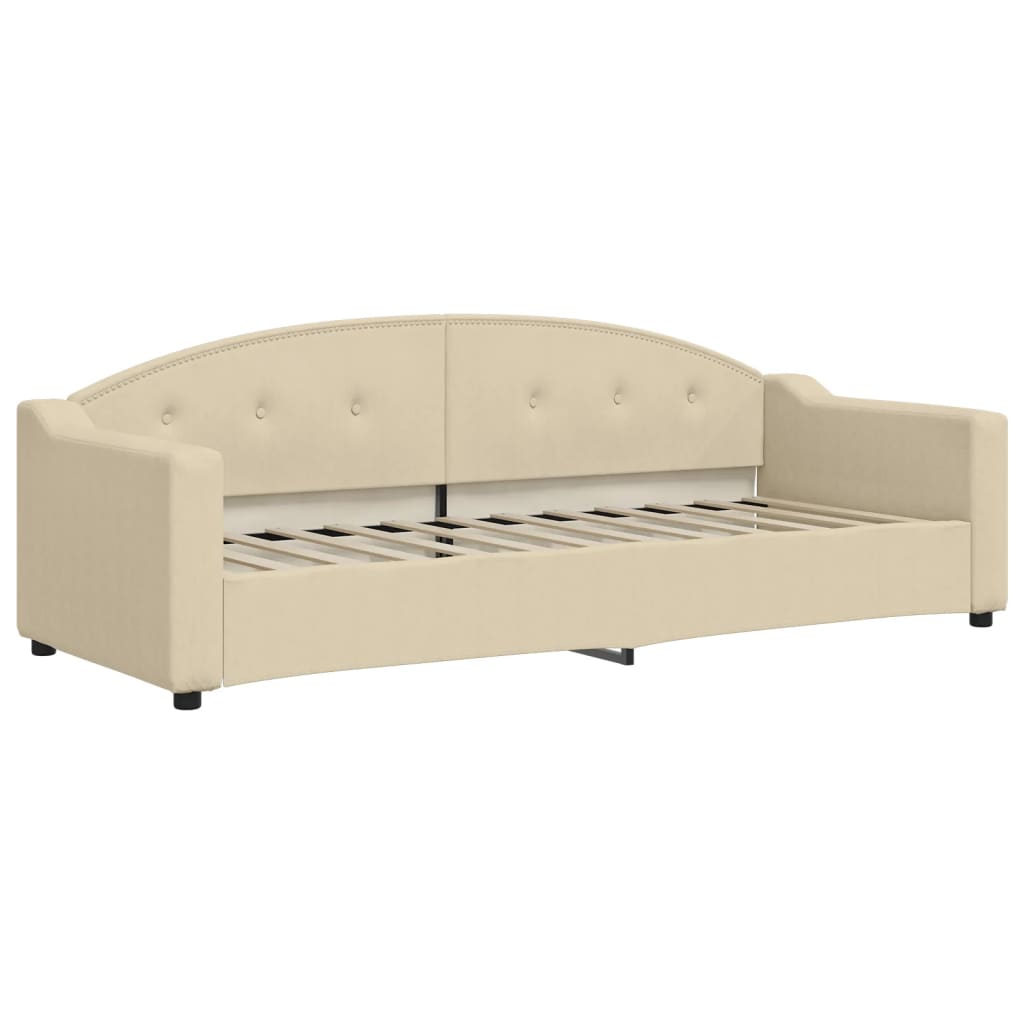 Dnevni krevet na razvlačenje s ladicama krem 80x200 cm tkanina