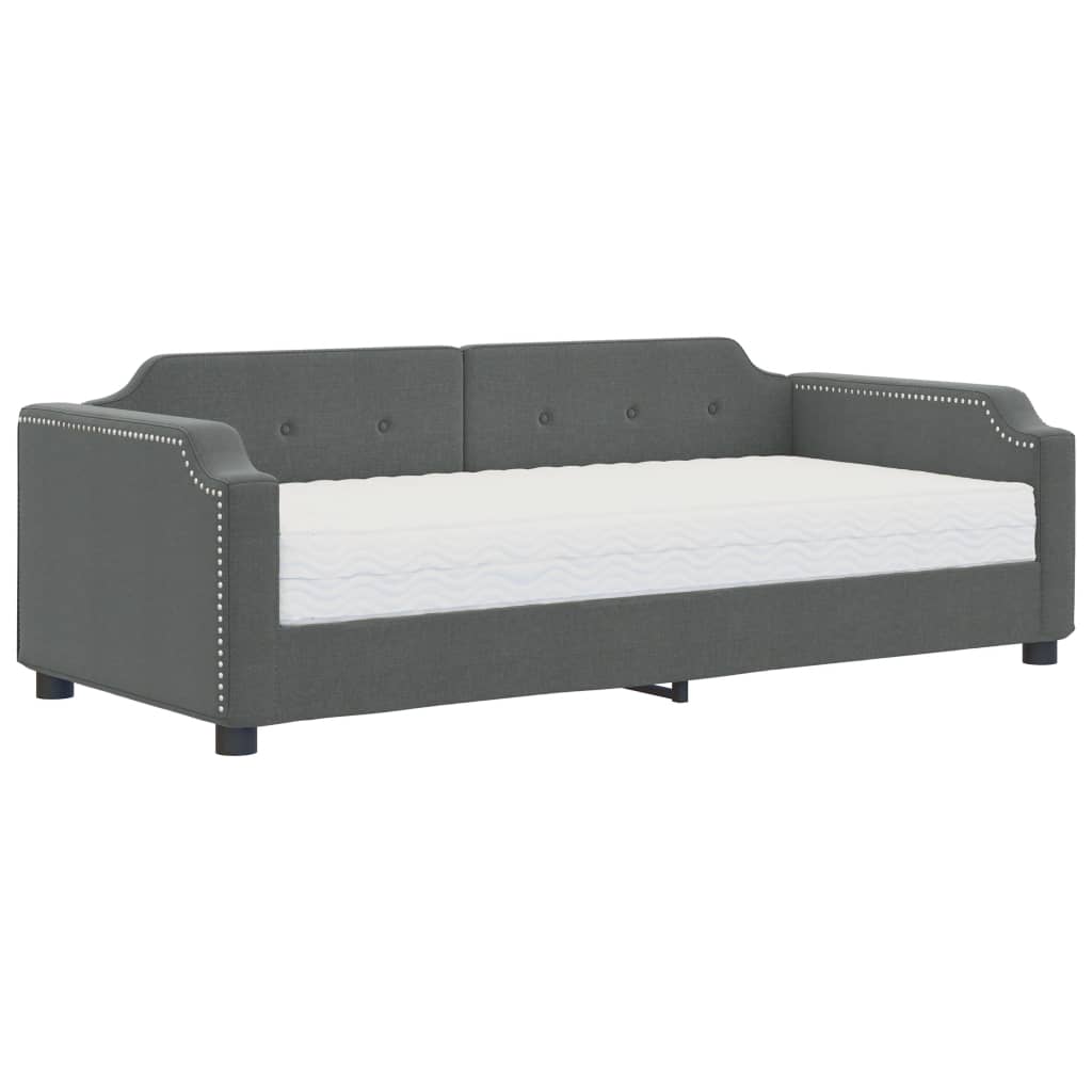 Dnevni krevet s madracem tamnosivi 80 x 200 cm od tkanine
